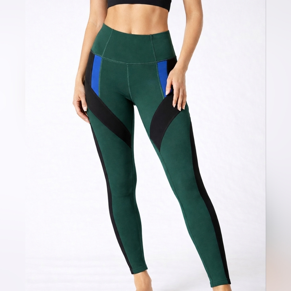 Free People Movement Never Better Leggings XS Green Black Colorblock High Rise